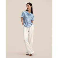 LILYSILK T Shirt Seide Himmelblau Deutschland Reine Seide Mit Leichtigkeit Leicht Und Atmungsaktiv 40