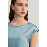 LILYSILK T Shirt Seide Neblig Blau DE Charmeuse Seide Entspannte Passform Umweltfreundlich Und Ungiftig Tshirts Damen XL