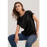 LILYSILK T Shirt Seide Schwarz Deutschland Kurzarm Rundhalsausschnitt Perfekt Für Jeden Anlass M