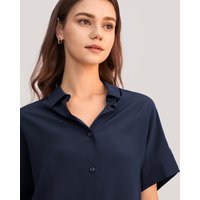 LILYSILK Umweltfreundlich Und Ungiftig Beiläufiges Kurzärmliges Loses Seiden-T-Shirt Deutschland Dunkel Blau M