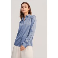 LILYSILK Weich Und Gemütlich Lange Ärmel Seidenbluse Deutschland Azurblau XL