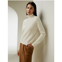 LILYSILK Woll Pullover Damen Weiß DE 70% Wolle Und 30% Kaschmir Rollkragen Hautfreundlich Und Atmungsaktiv Eleganz Und Komfort S