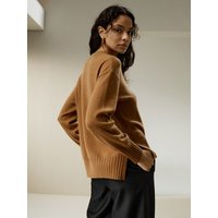 LILYSILK 100 Kaschmir Pullover Damen 100% Kaschmir Überschnittene Schulterpartie Leicht Und Weich Toffee L DE