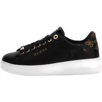 Schwarze Ledersneakers mit Goldenem Logo Guess