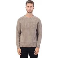 Brauner Baumwollpullover mit Besticktem Logo Guess