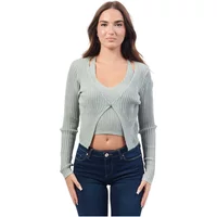 Gerippter V-Ausschnitt Cardigan Pullover Guess