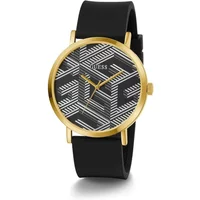 Bossed Silikonuhr in Schwarz/Gold Guess