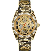 Drachenmuster Armbanduhr Gold-Schwarz Guess