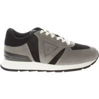 Schwarze Leder Textil Sneakers Guess