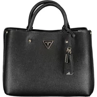 Schwarze Polyethylen-Schultertasche mit Meridian-Design Guess