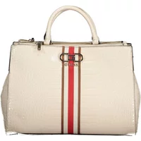 Beige Handtasche mit verstellbarem Schulterriemen und mehreren Fächern Guess