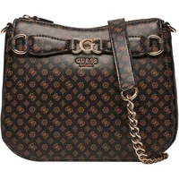 Braune Lederschultertasche mit goldenen Details Guess