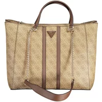 Beige Handtasche mit Kettenriemen und Kontrastdetails Guess