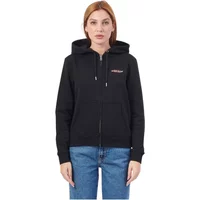 Schwarzer Hoodie mit durchgehendem Reißverschluss und Taschen Guess