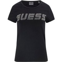 Guess T-Shirt - Kurzarm Shirt mit Strass Logo - T-Shirt mit Strass