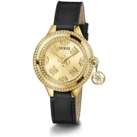 Guess Damen Armbanduhr Charmed in Schwarz und Goldfarben Gw0684L3 Guess