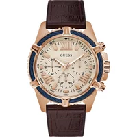 Herren Lederuhr Braun Band Guess