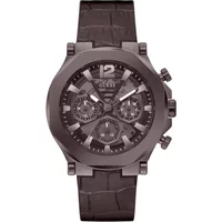 Braune Analog Quarzuhr mit Datum Guess