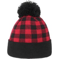 Checked Beanie Bommelmütze