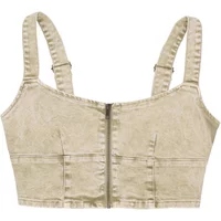 Aged Zip Bustier Denim Top Guess