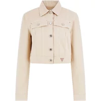 Klassische Crop Jacke in Creme Guess