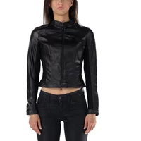 Schwarze Kunstlederjacke Neue Fiammetta Guess