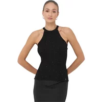 Pailletten Top - Schwarzes Stretch-Top Guess