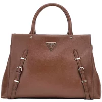 Braune Leder-Schultertasche mit Goldenen Details Guess