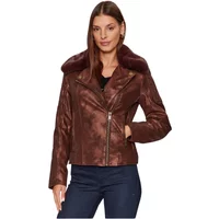 Figurbetonte braune PU-Lederjacke Guess