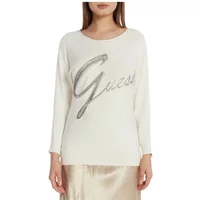 Leichter Pullover mit Strass-Logo - Weiß Guess