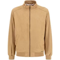 Beige Daunenjacke mit regulärer Passform und Metalllogo Guess