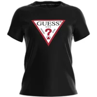 Schwarzes figurbetontes Baumwoll-T-Shirt Guess