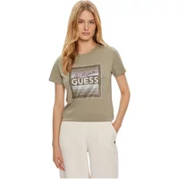 Bedrucktes Baumwoll-T-Shirt - Grün Guess