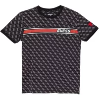 Monogram TShirt - Schwarzes Logo-Print Guess